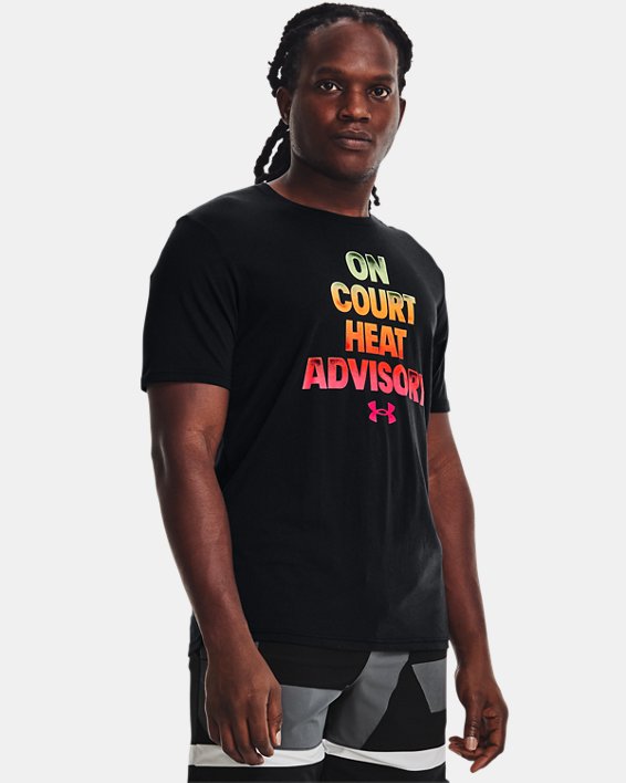 Men's UA Basketball Heat Advisory Short Sleeve, Black, pdpMainDesktop image number 3